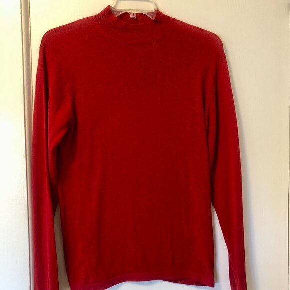 Saturdays NYC Sweater Sean Mock Turtleneck Red Crepe Rib *FLAW* size Medium - Picture 9 of 16